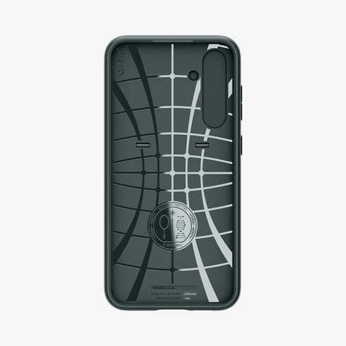 ACS05639 - Galaxy S23 Ultra Case Optik Armor in black showing the back with lens protector slot open